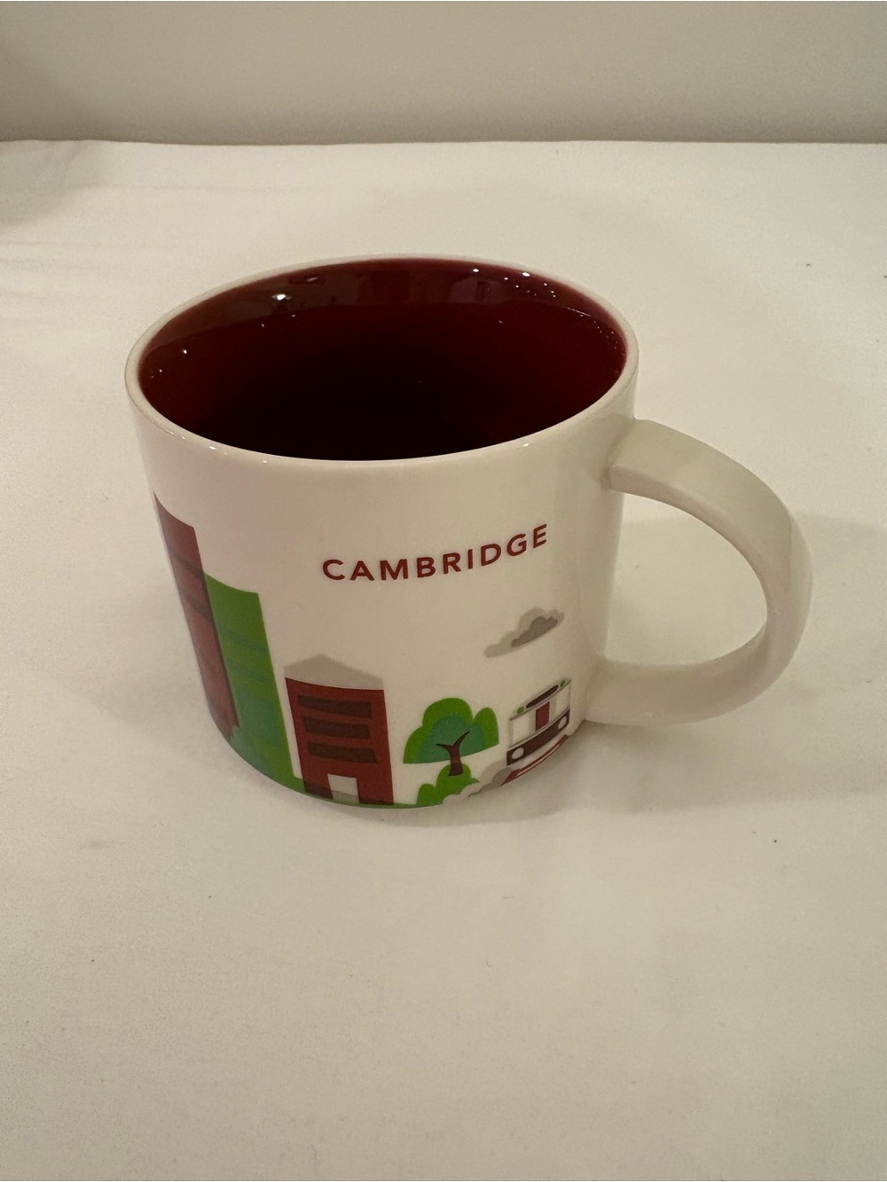 Starbucks Cambridge Mug - White Exterior with Maroon Interior